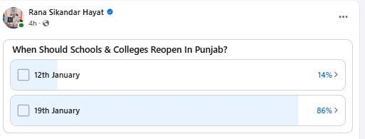 Public Opinion Favors January 19 for Reopening Schools and Colleges in Punjab