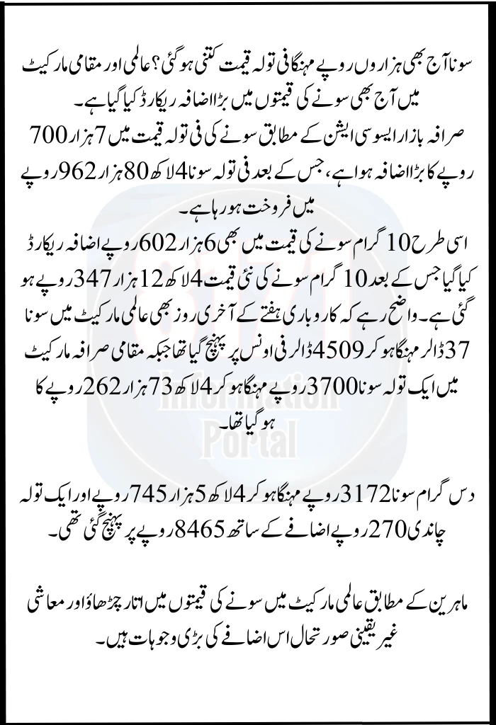Gold Prices Rise Sharply Again in Pakistan